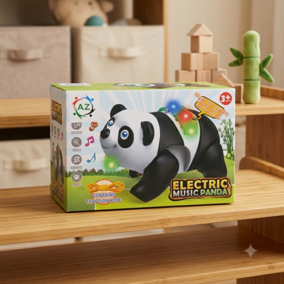 Electric Music Panda Toy with Lights & Traction Rope | Interactive Toy for Kids 3+