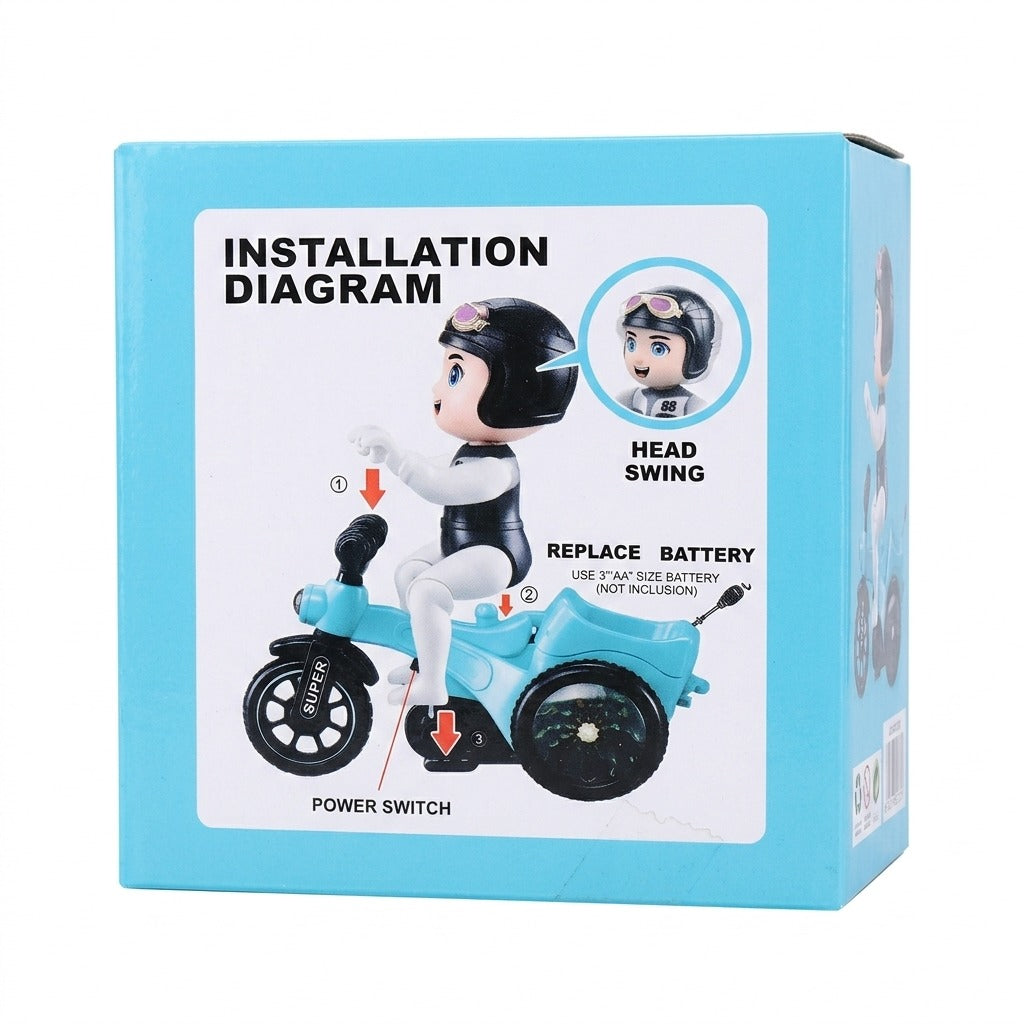 Kids Electric Stunt Tricycle Toy with Head Swing & Lights | Battery Powered
