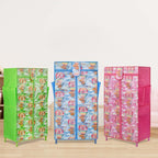 Deluxe Portable Kids Closet Storage Cabinet – Multi-Tier Foldable Children Wardrobe with Dustproof Zipper Cover