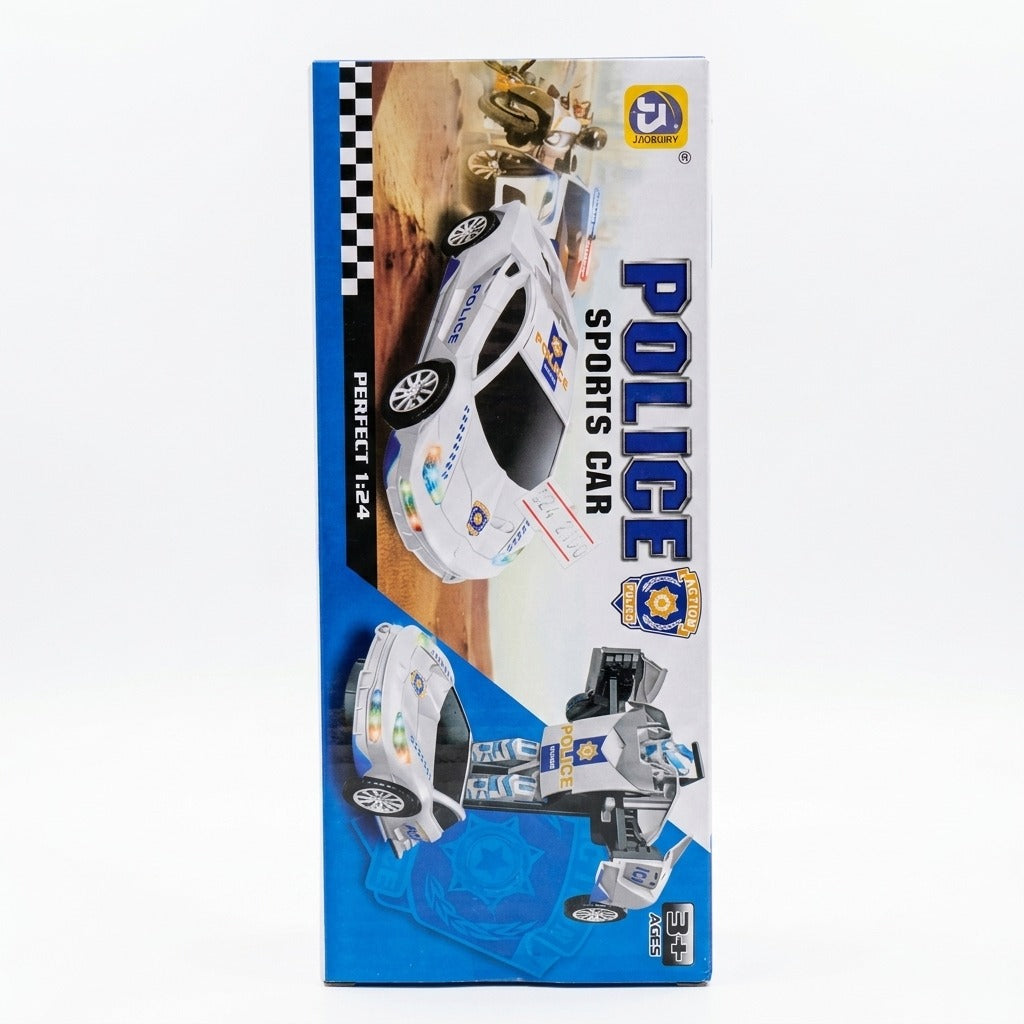 1:24 Scale Transforming Police Sports Car Robot Toy with Lights & Sound (Ages 3+)