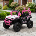 Kids’ Sporty Off-Road Electric Ride-On – Pink &amp; Black All-Terrain Vehicle