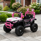 Kids’ Sporty Off-Road Electric Ride-On – Pink &amp; Black All-Terrain Vehicle