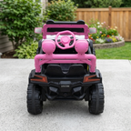 Kids’ Sporty Off-Road Electric Ride-On – Pink &amp; Black All-Terrain Vehicle