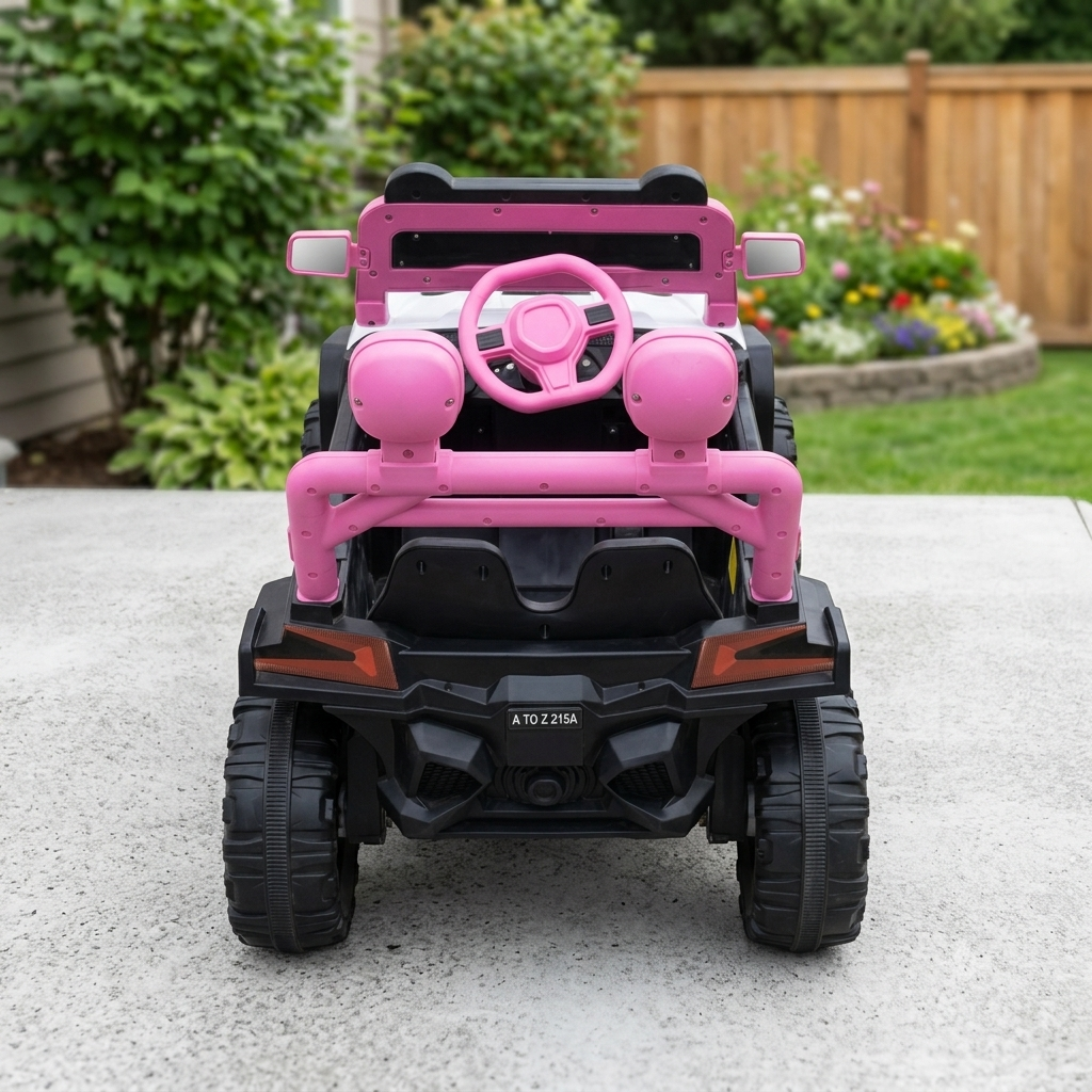 Kids’ Sporty Off-Road Electric Ride-On – Pink &amp; Black All-Terrain Vehicle