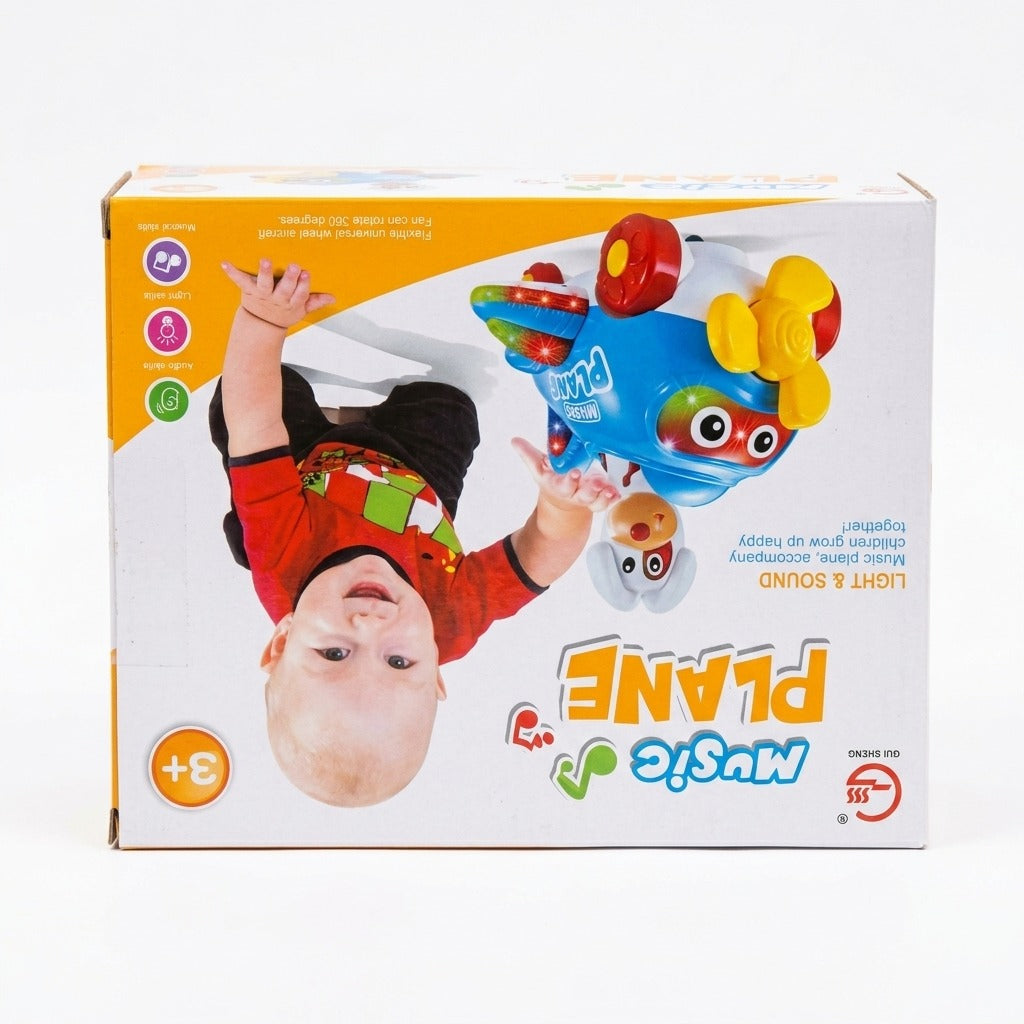 Electric Music Plane Toy for Toddlers | Light & Sound Universal Wheel Airplane