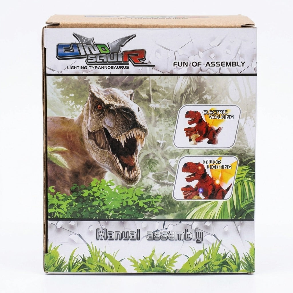 Electric Walking Lighting T-Rex Toy | DIY Assembly Dinosaur with Color Lights