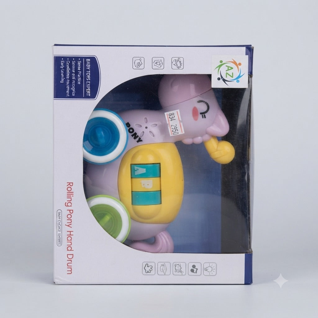 Interactive Rolling Pony Hand Drum & Educational Activity Toy
