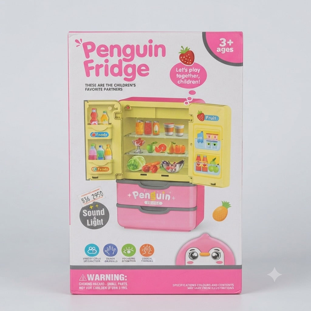 Interactive Penguin Fridge Pretend Play Kitchen Toy with Sound & Light (Ages 3+)