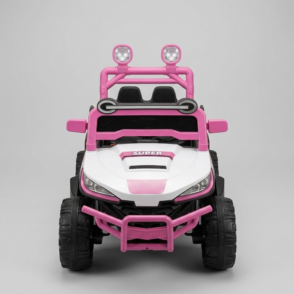 Kids’ Sporty Off-Road Electric Ride-On – Pink &amp; Black All-Terrain Vehicle