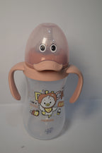 Minitree "Little Duck" Baby Feeding Bottle with Twin Handles – Peach Pink (240ml)