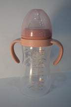 Minitree "Little Duck" Baby Feeding Bottle with Twin Handles – Peach Pink (240ml)