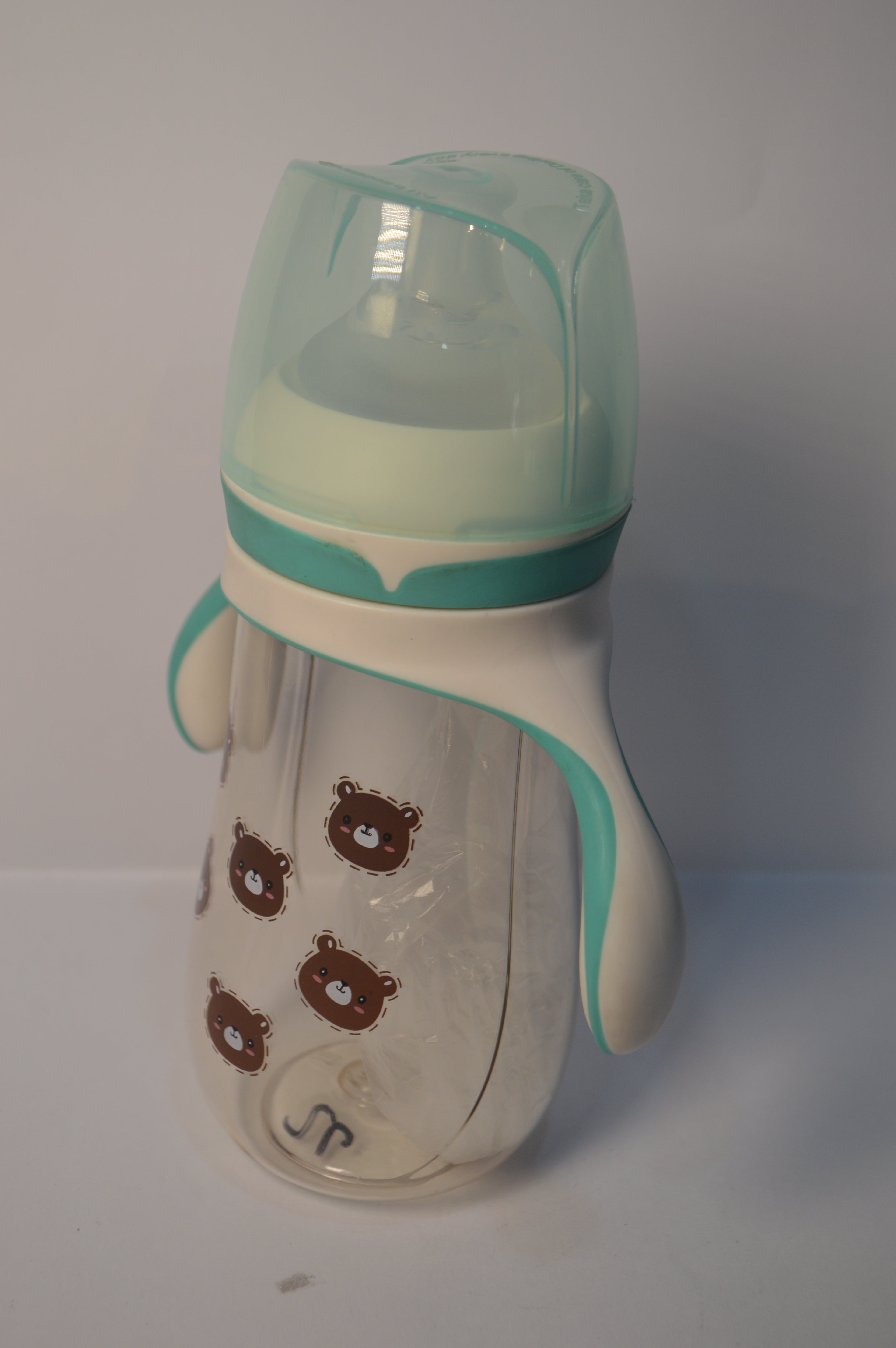 Little Bear Easy-Grip Transition Baby Bottle with Dual Trainer Handles (Mint Green, 300ml)
