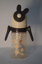 Little Bunny Easy-Grip Baby Sippy Cup with Straw &amp; Weighted Ball – Dark Brown/Cream (300ml)