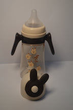Little Bunny Easy-Grip Baby Sippy Cup with Straw &amp; Weighted Ball – Dark Brown/Cream (300ml)