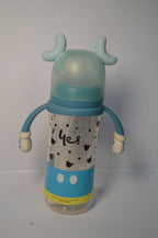 Mickey Mouse Inspired Baby Straw Bottle with Easy-Grip Glove Handles &amp; Teething Cap (Blue, 300ml)