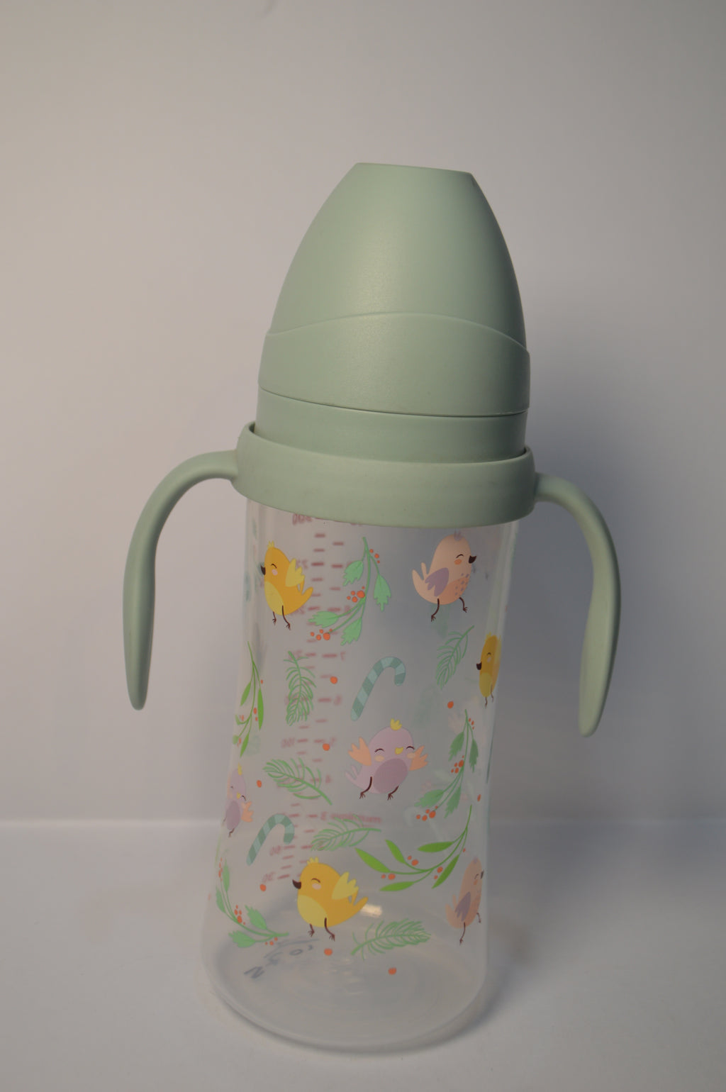 Little Birds Large Capacity Baby Transition Bottle with Easy-Grip Handles (Sage Green, 330ml)