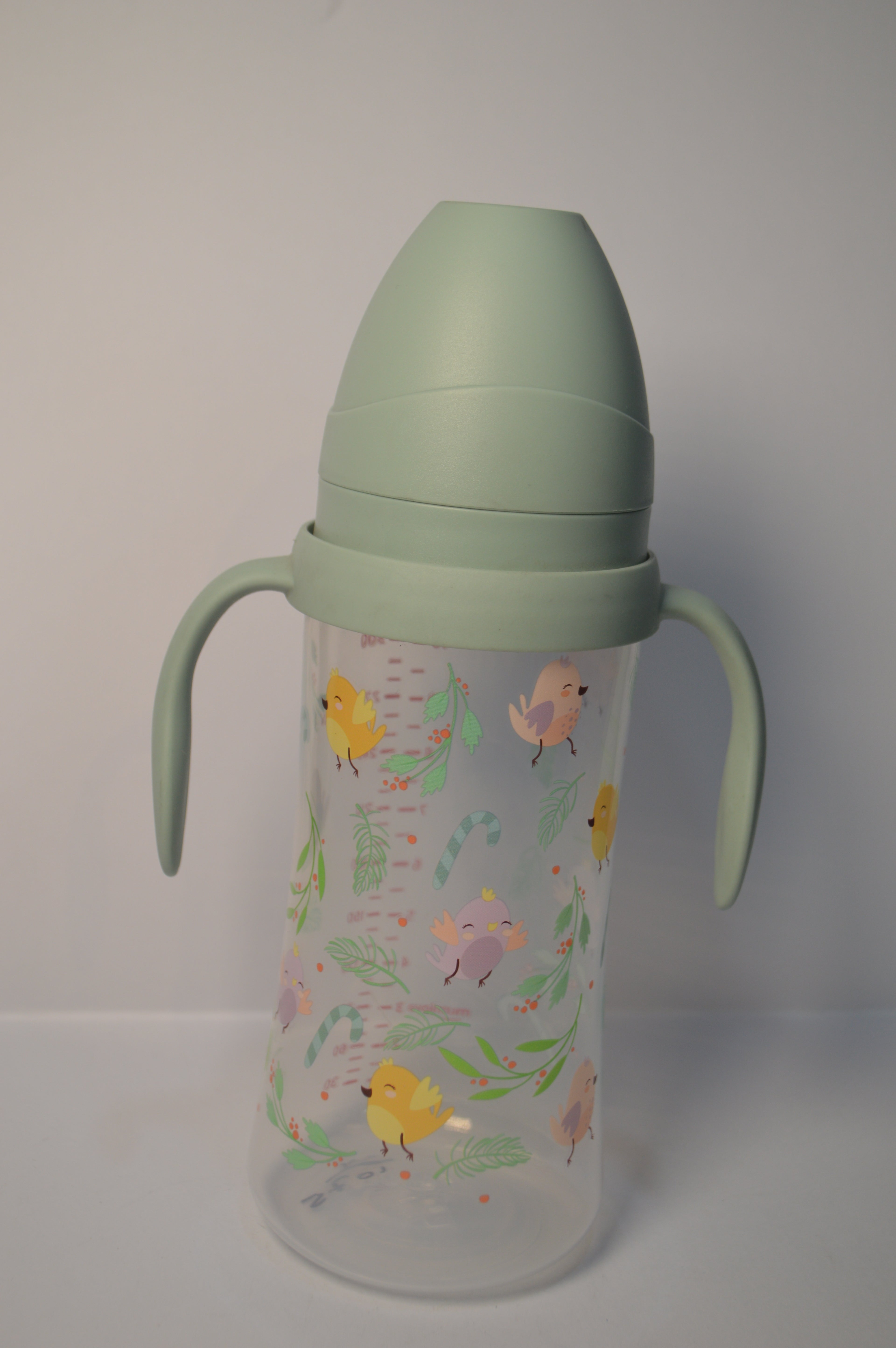 Little Birds Large Capacity Baby Transition Bottle with Easy-Grip Handles (Sage Green, 330ml)
