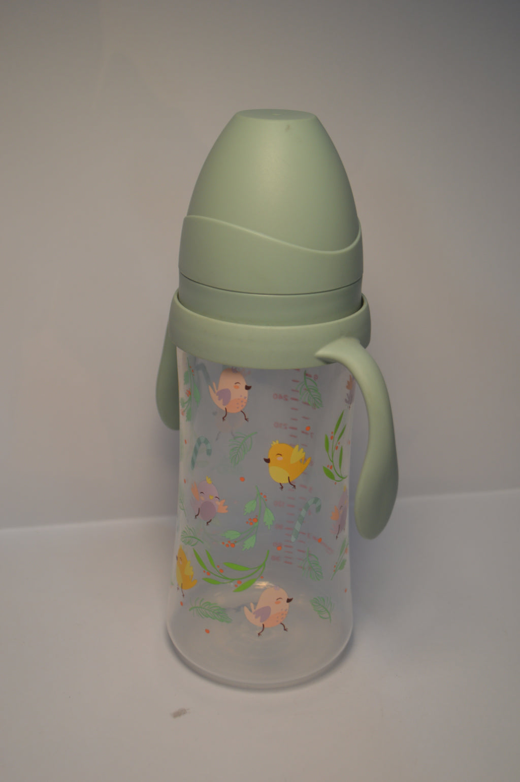 Little Birds Large Capacity Baby Transition Bottle with Easy-Grip Handles (Sage Green, 330ml)