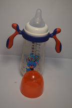 Ergonomic Cartoon Deer Baby Bottle – Blue &amp; Orange Large Infant Cup with Handles (330ml)