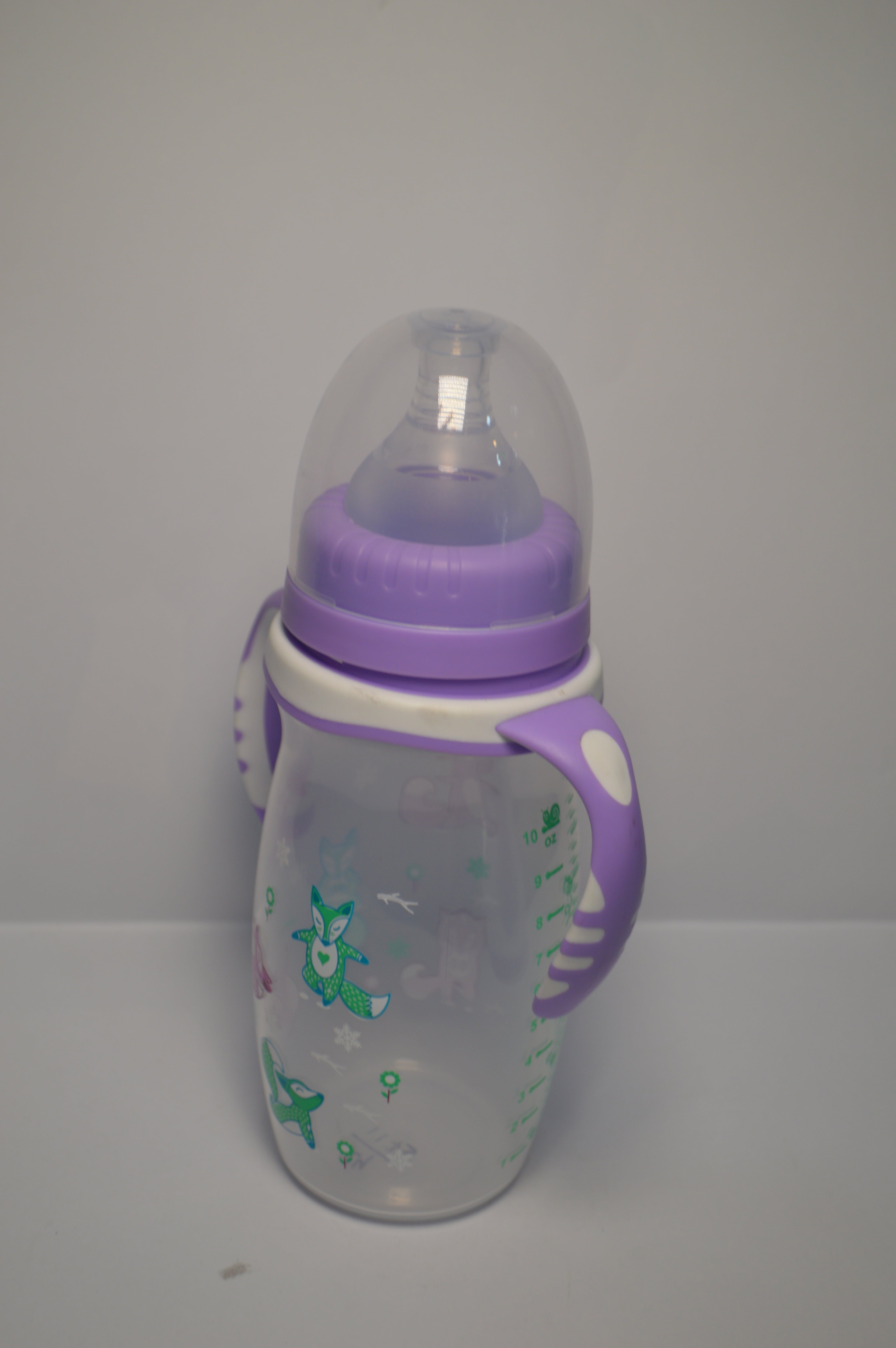 Little Fox Anti-Colic Baby Feeding Bottle with Soft-Touch Trainer Handles (Purple, 300ml)