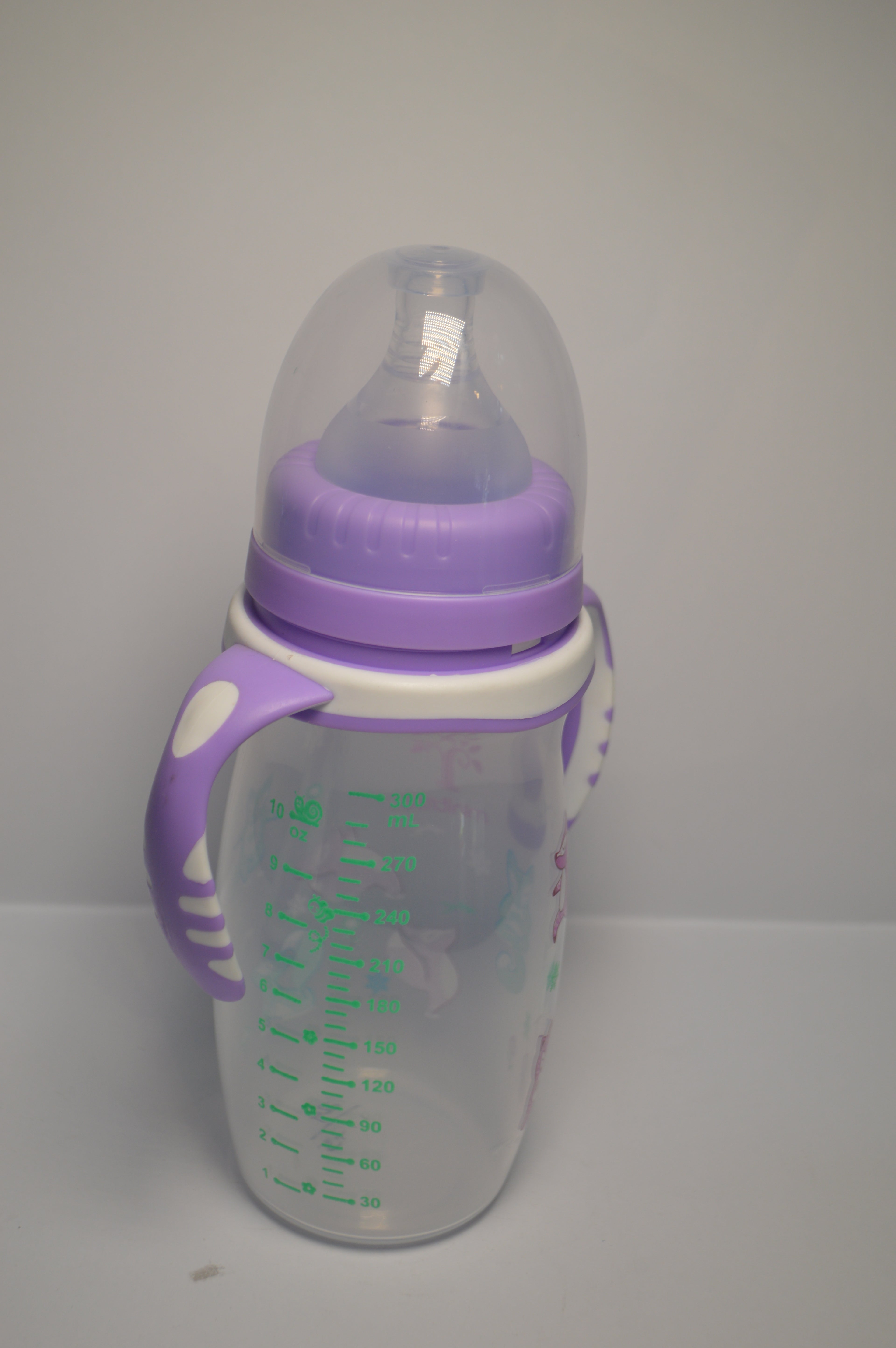 Little Fox Anti-Colic Baby Feeding Bottle with Soft-Touch Trainer Handles (Purple, 300ml)