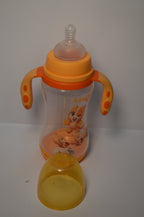 MAQ Playful Kitten Baby Feeding Bottle with Paw-Grip Trainer Handles (Yellow/Orange, 300ml)