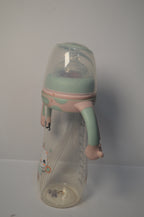 Cute Kitty Anti-Colic Baby Feeding Bottle with Comfort Trainer Handles (Mint Green &amp; Pink, 300ml)