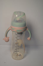 Cute Kitty Anti-Colic Baby Feeding Bottle with Comfort Trainer Handles (Mint Green &amp; Pink, 300ml)