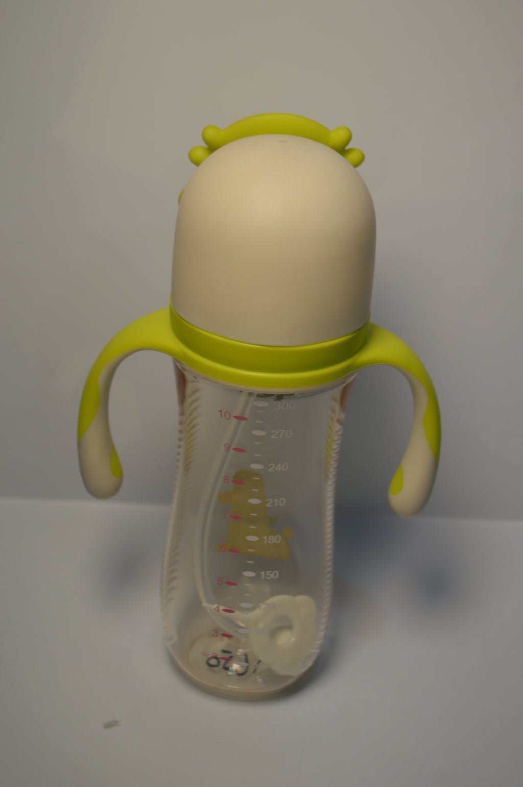 Little Duck Large Capacity Baby Straw Bottle with Crab-Style Flip Cap &amp; Easy-Grip Handles (Lime Green, 300ml)