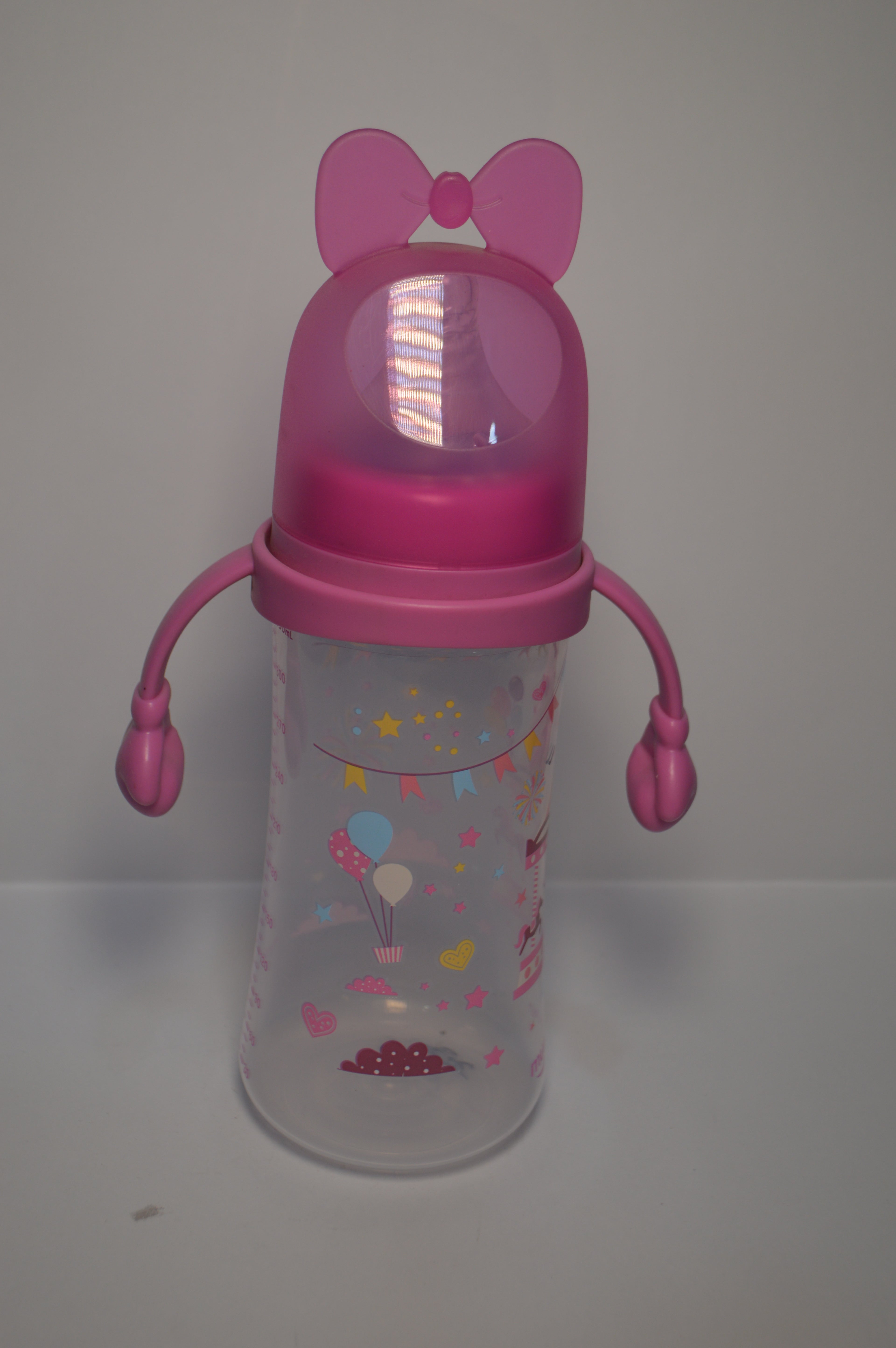 Minnie Bow Large Capacity Baby Transition Bottle with Easy-Grip Handles (Pink, 330ml)