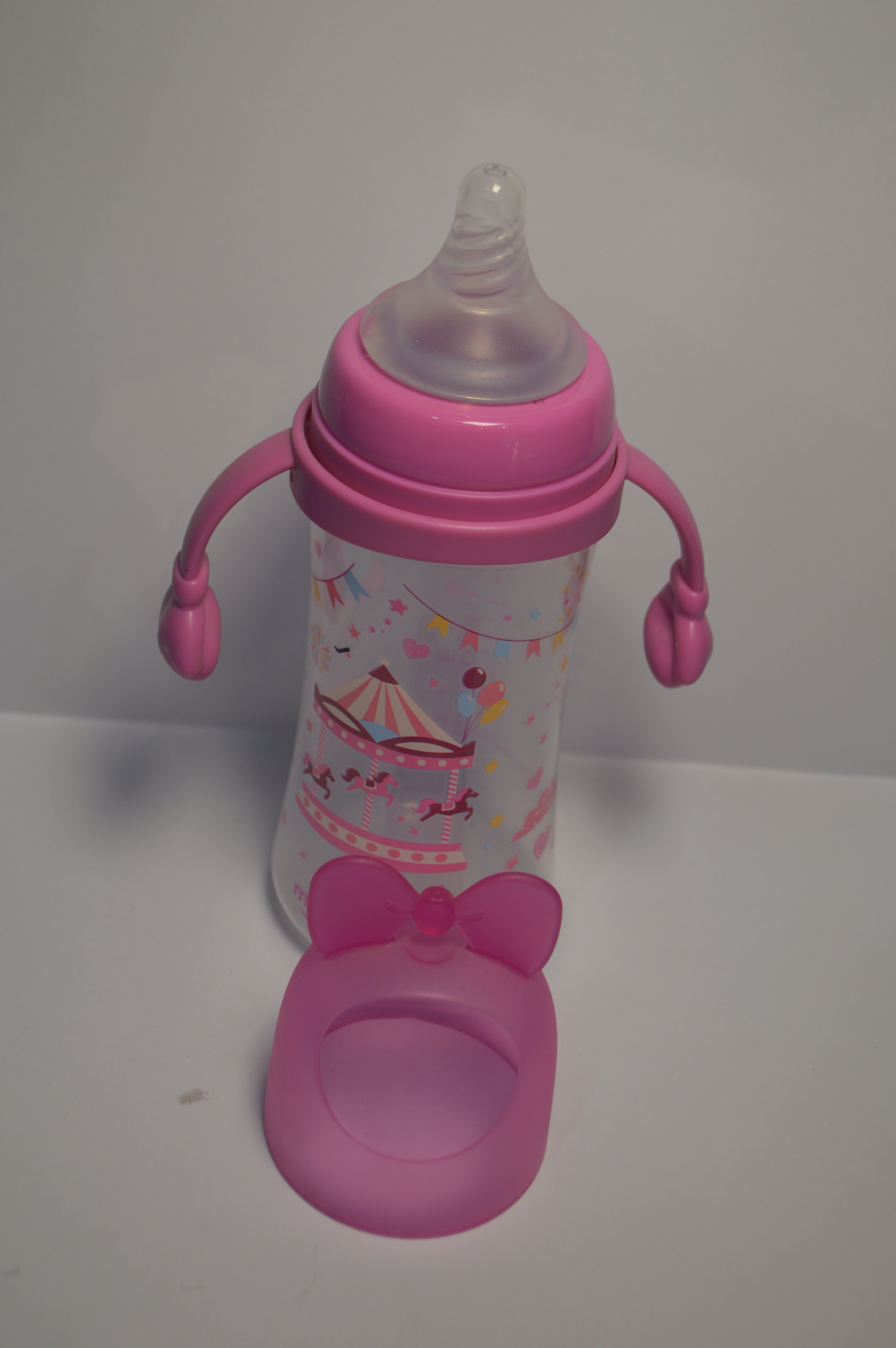 Minnie Bow Large Capacity Baby Transition Bottle with Easy-Grip Handles (Pink, 330ml)
