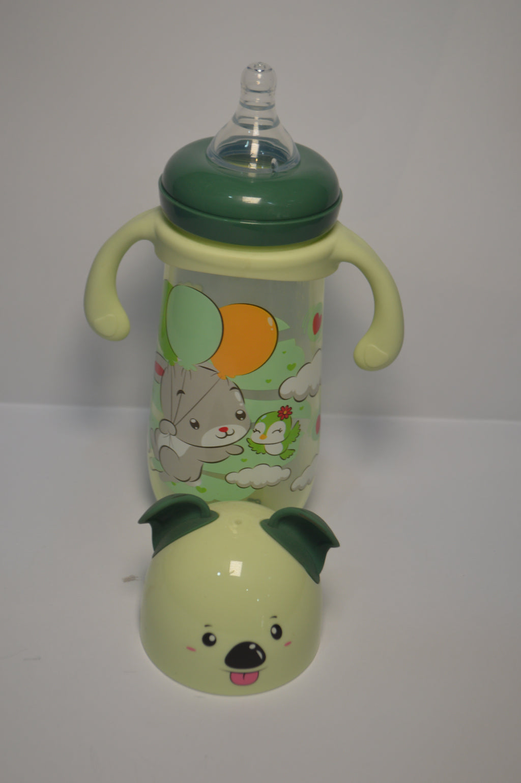 Little Koala Extra-Large Baby Transition Bottle with Easy-Grip Handles (Sage Green, 420ml)