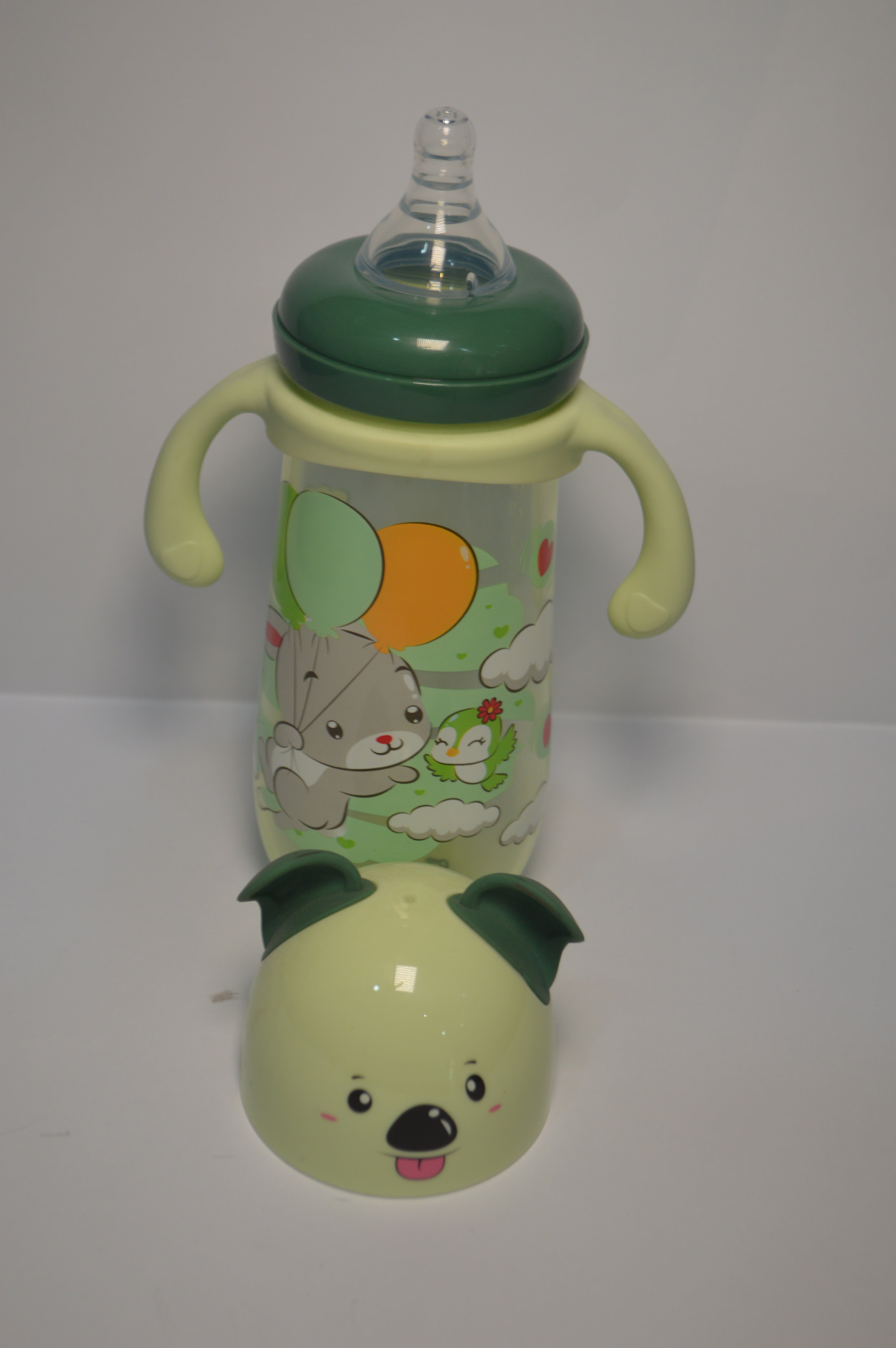 Little Koala Extra-Large Baby Transition Bottle with Easy-Grip Handles (Sage Green, 420ml)
