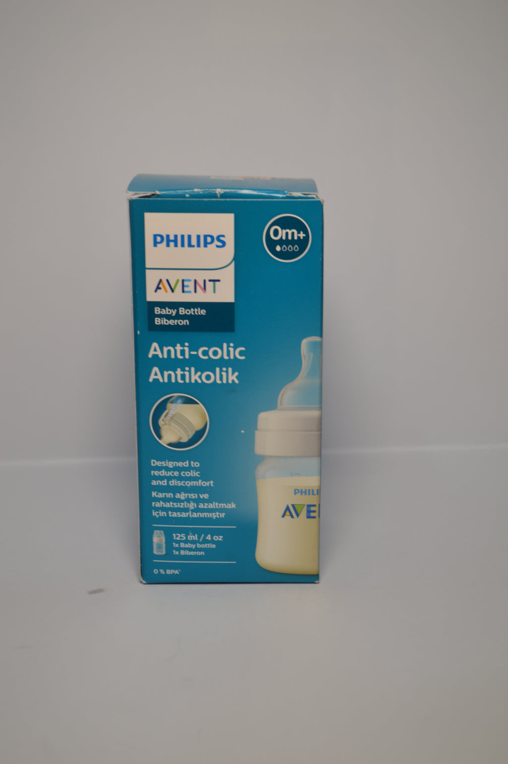 Philips Avent Anti-Colic Baby Bottle – Newborn Starter Feeder (Clear, 125ml / 4oz)