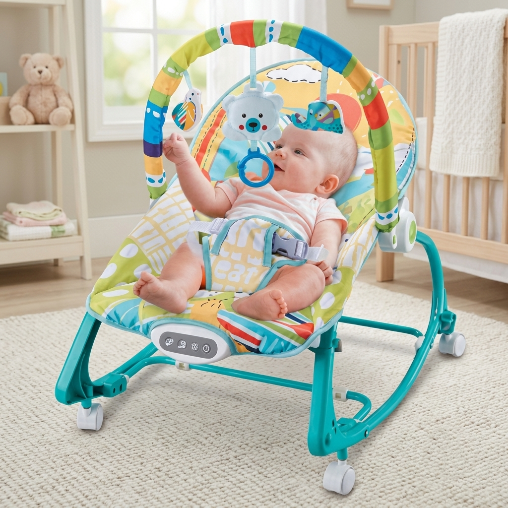 Noor Sons Newborn to Toddler Rocker – Convertible Baby Bouncer &amp; Soothing Infant Seat with Wheels (Model 6920)