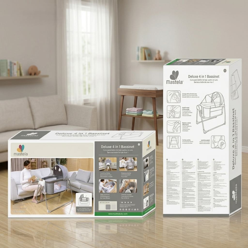 Mastela Deluxe 4-in-1 Baby Bassinet &amp; Soothing Infant Swing with Protective Canopy