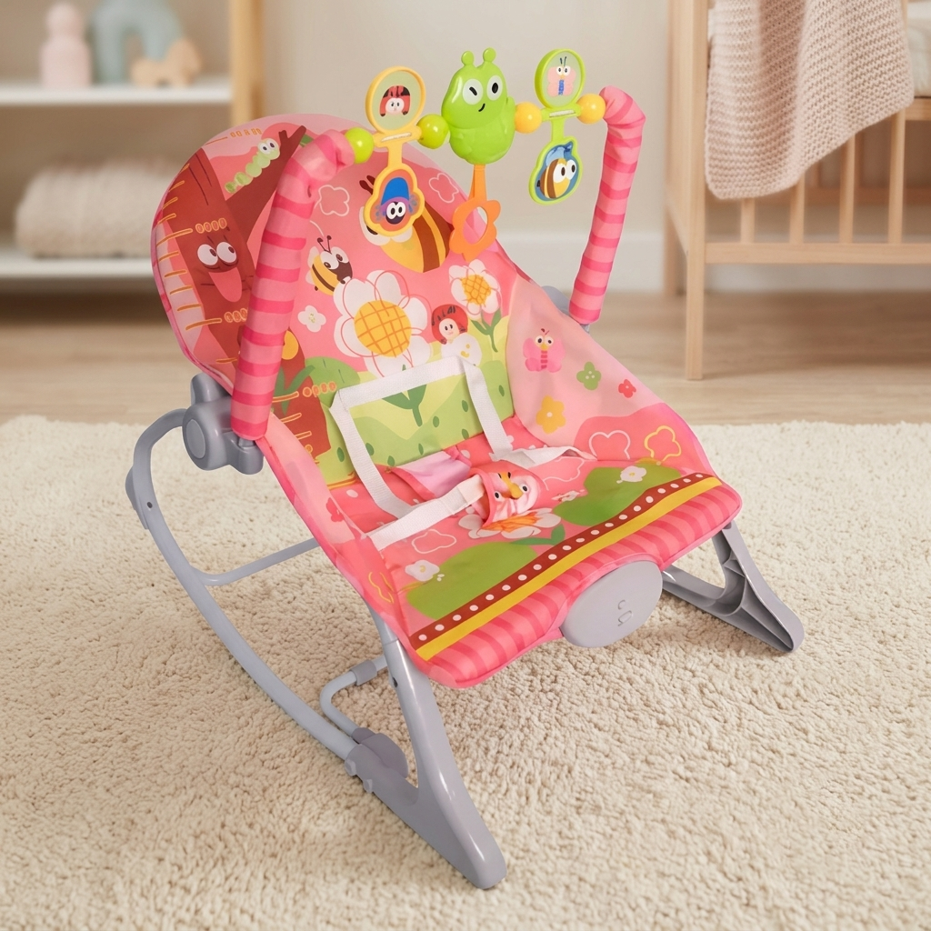 Deluxe Musical Infant-to-Toddler Rocking Chair – Portable Baby Bouncer and Stationary Feeding Seat
