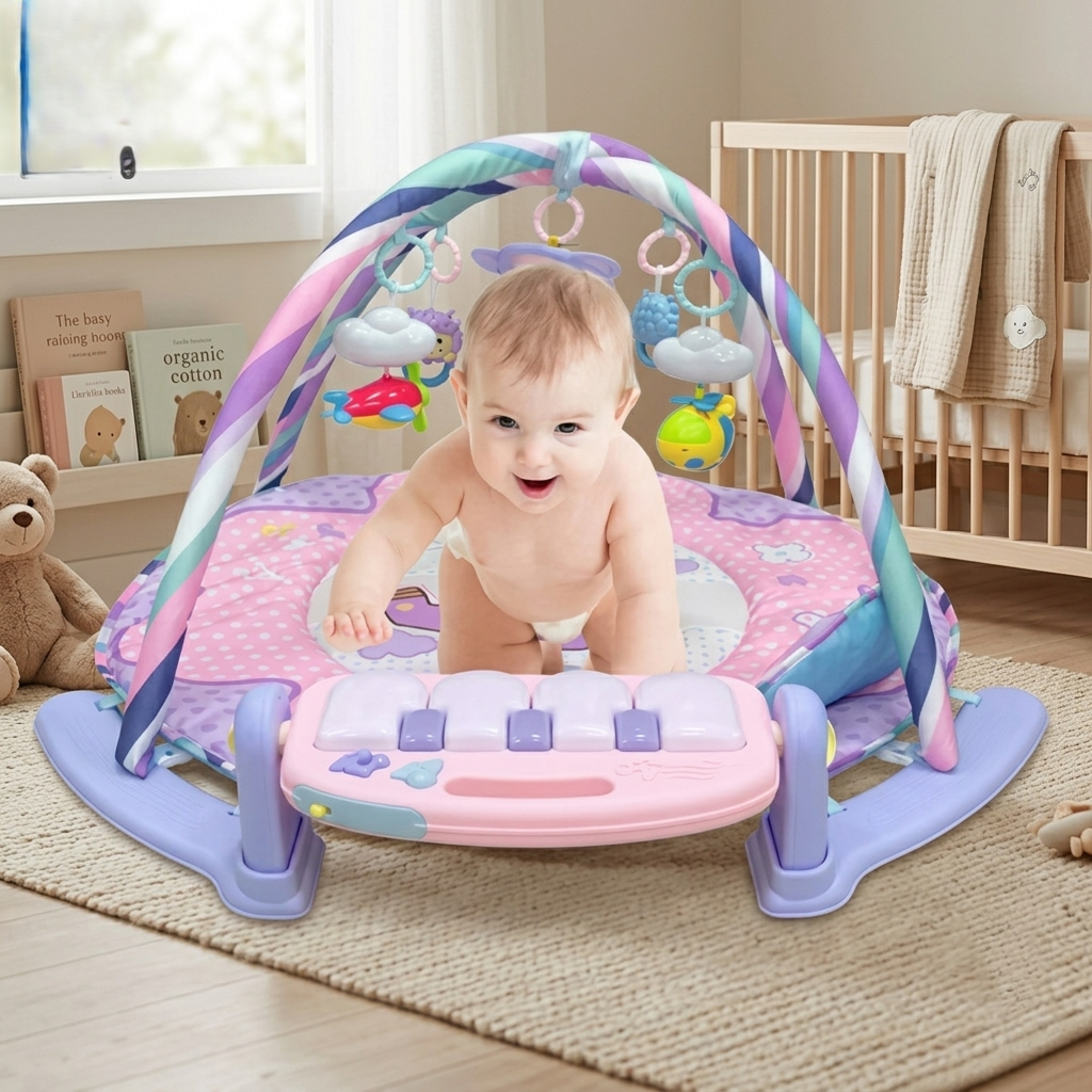 Premium Infant Activity Play Gym – Musical Kick &amp; Play Piano Fitness Rack with Detachable Sensory Toys