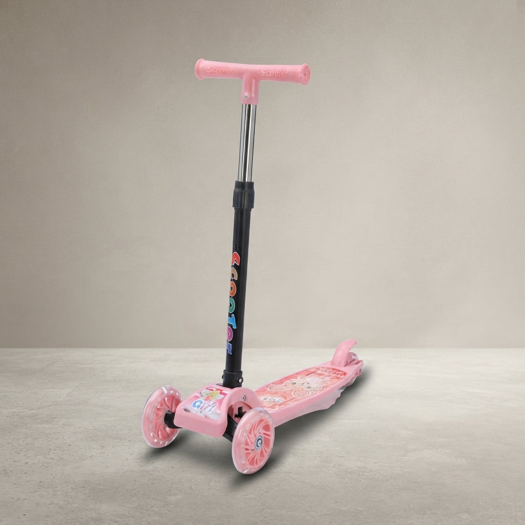 Kids 3-Wheel LED Scooter – Adjustable Height, Foldable, Light-Up Wheels