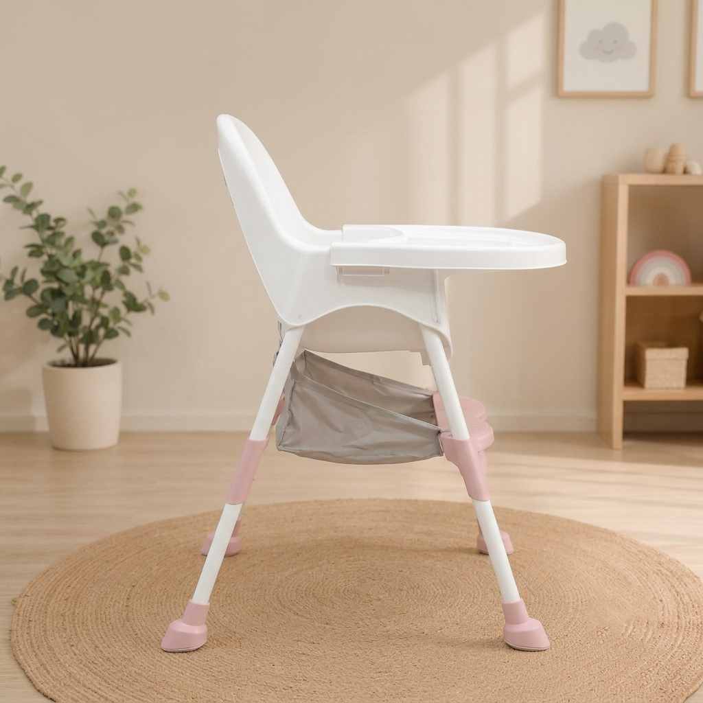 JoyRide 2-in-1 Toddler Highchair – Modern Plastic Feeding Chair with Storage Basket