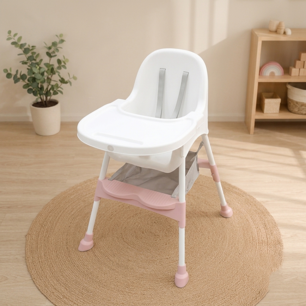 JoyRide 2-in-1 Toddler Highchair – Modern Plastic Feeding Chair with Storage Basket