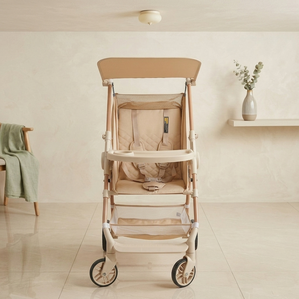 Nest-Comfort Lightweight Toddler Stroller – Compact City Pram with Removable Snack Tray &amp; Storage Basket