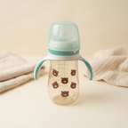 Little Bear Easy-Grip Transition Baby Bottle with Dual Trainer Handles (Mint Green, 300ml)