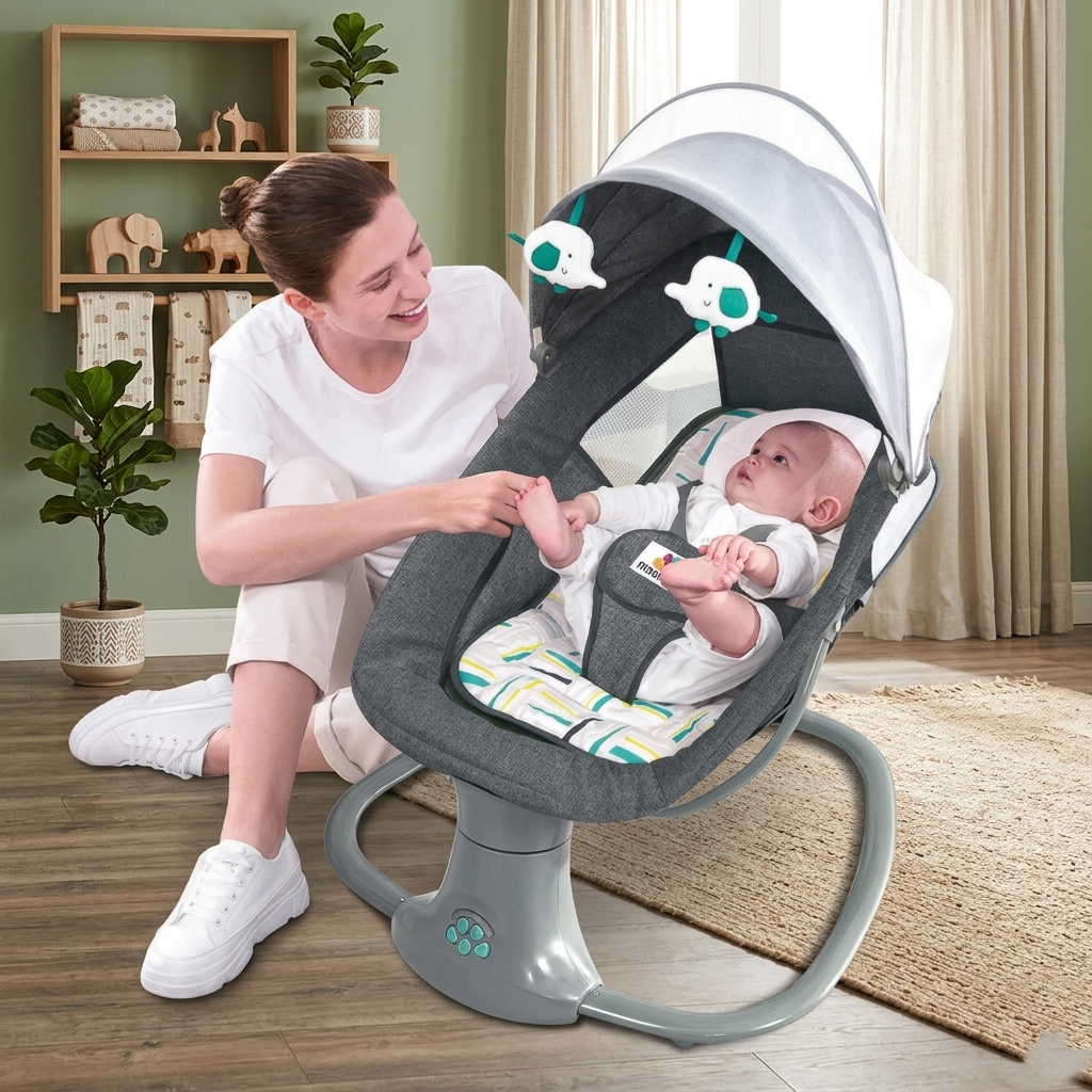 Mastela 3-in-1 Deluxe Multi-Functional Bassinet Swing – Side-to-Side Automatic Infant Glider &amp; Rocker Lounge Chair