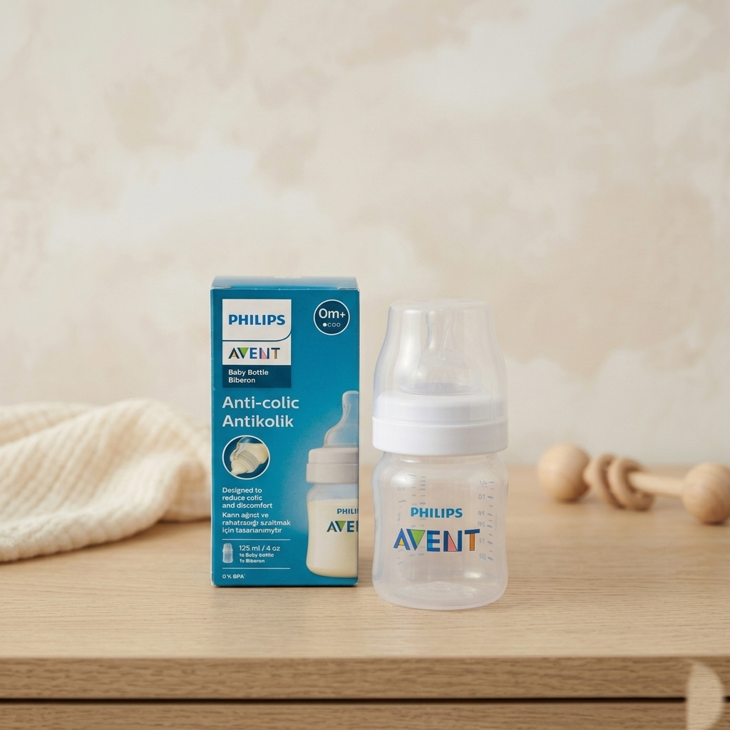 Philips Avent Anti-Colic Baby Bottle – Newborn Starter Feeder (Clear, 125ml / 4oz)