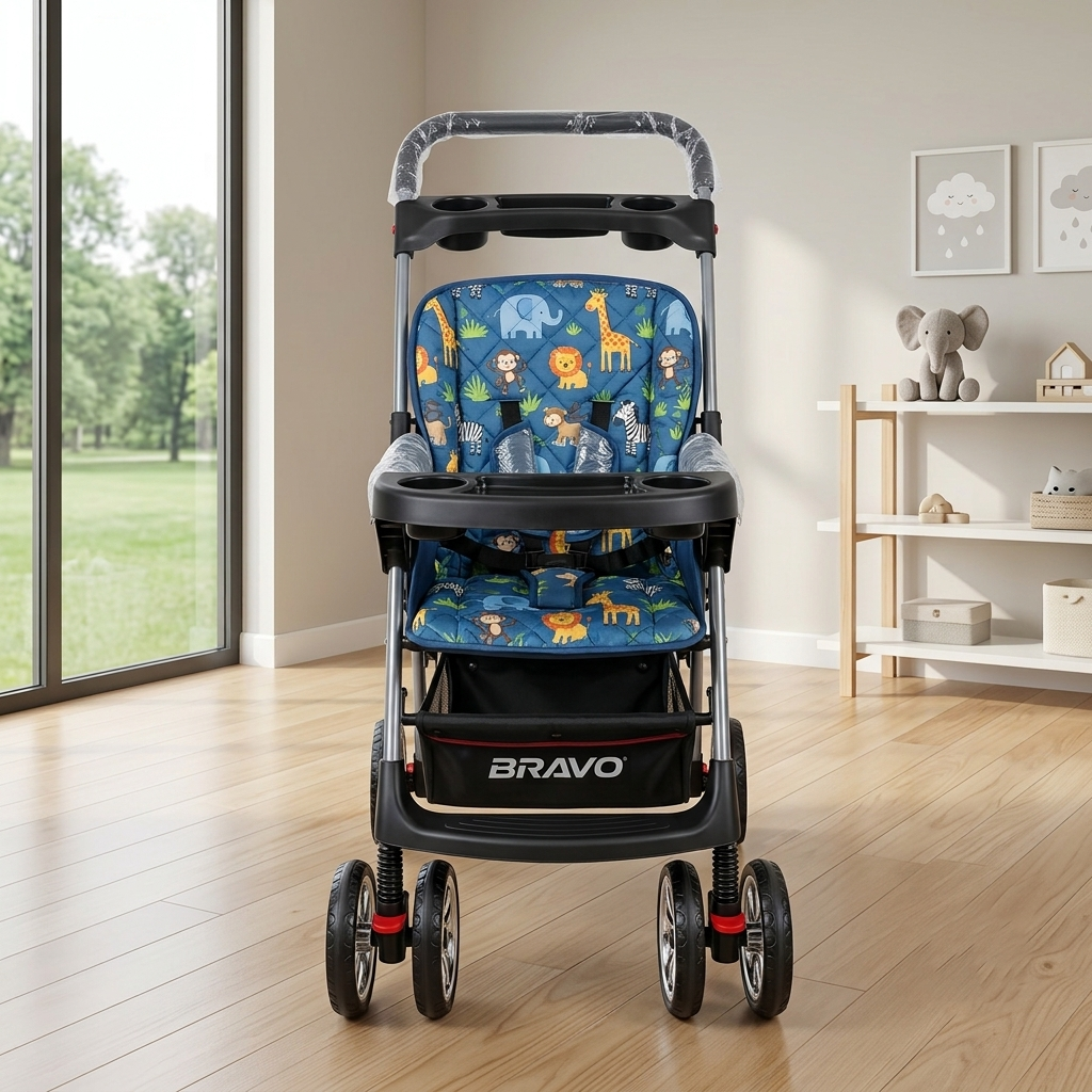Bravo Safari Adventure Compact Stroller – Deep Blue Jungle Print