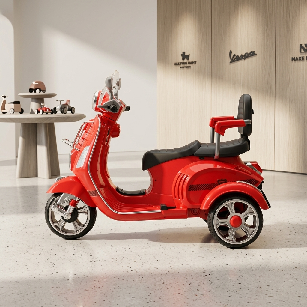 Vintage-Style Kids’ Electric Ride-On Trike Scooter