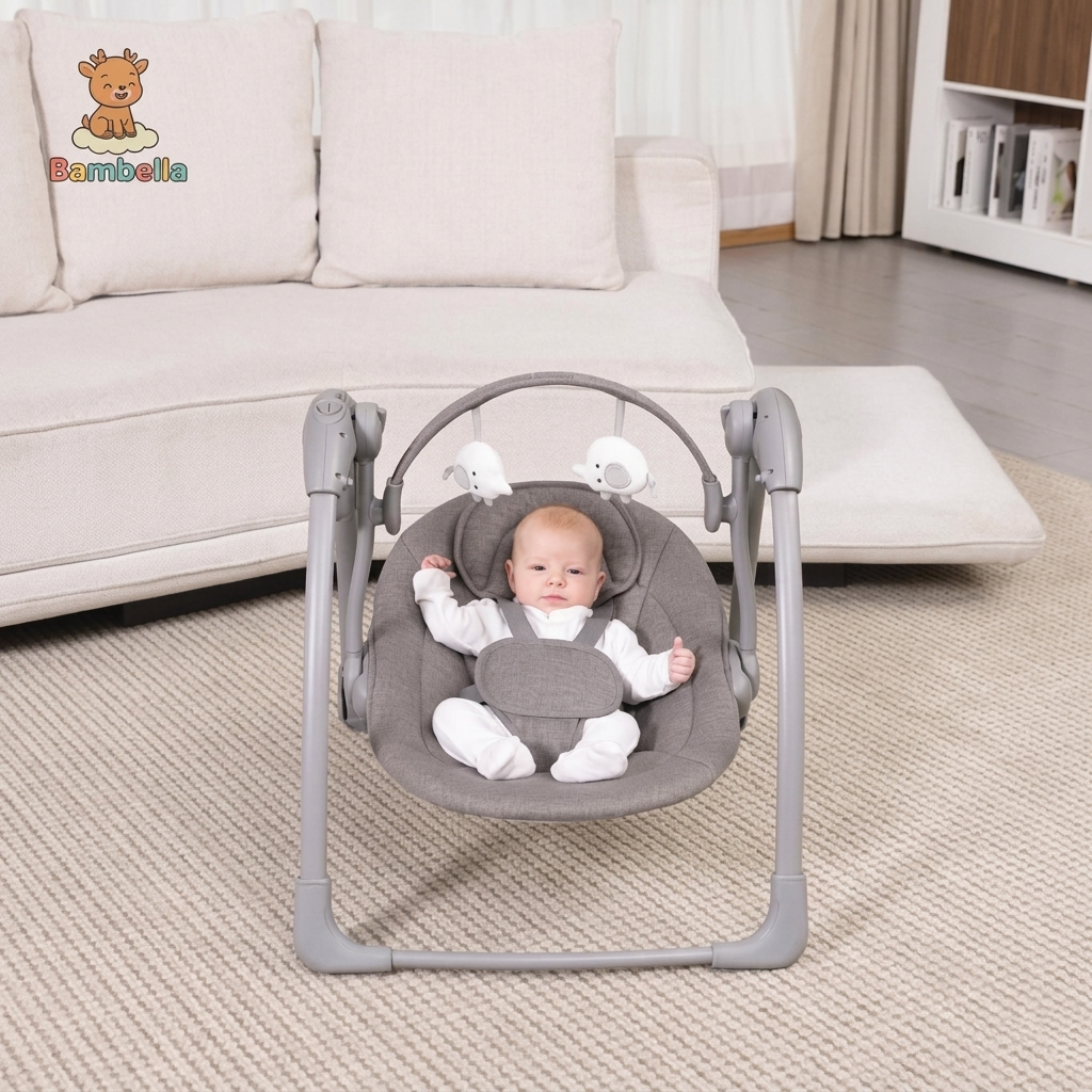 Mastela Deluxe Portable Baby Swing – Automatic Infant Rocker with Melodies and Compact Fold Frame