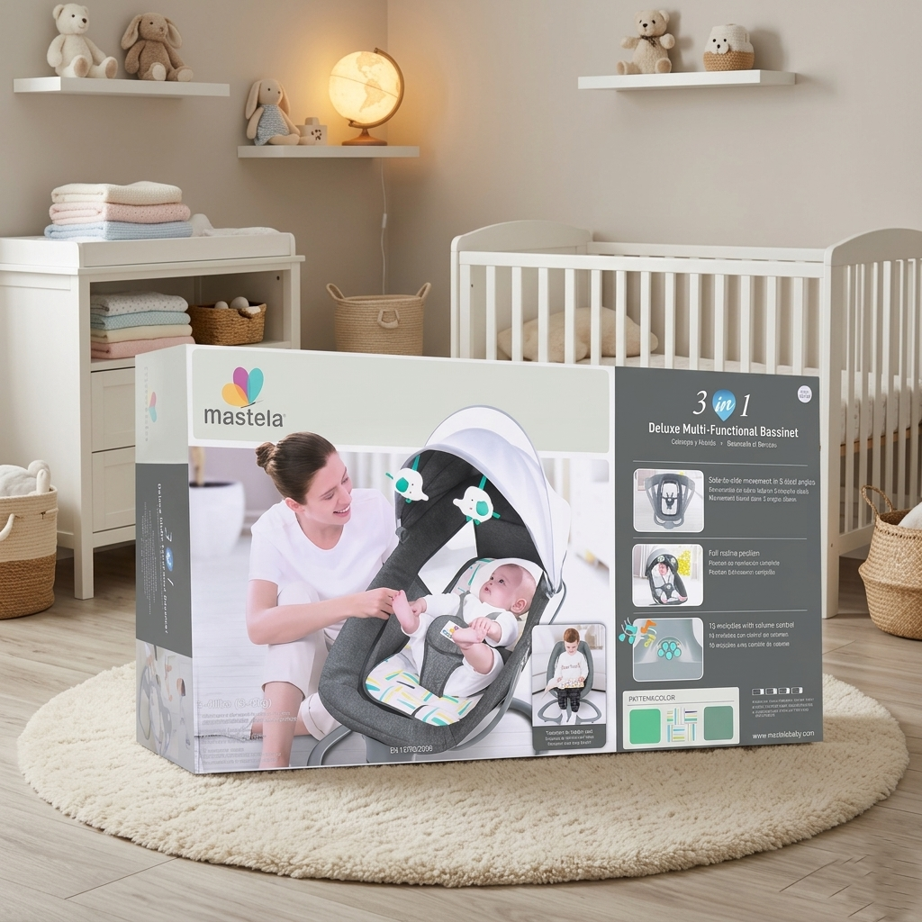 Mastela 3-in-1 Deluxe Multi-Functional Bassinet Swing – Side-to-Side Automatic Infant Glider &amp; Rocker Lounge Chair