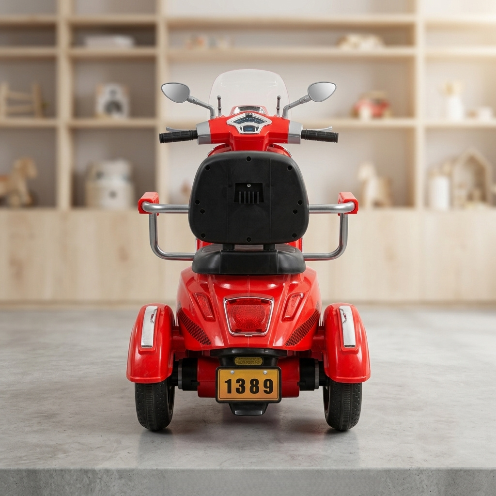 Vintage-Style Kids’ Electric Ride-On Trike Scooter